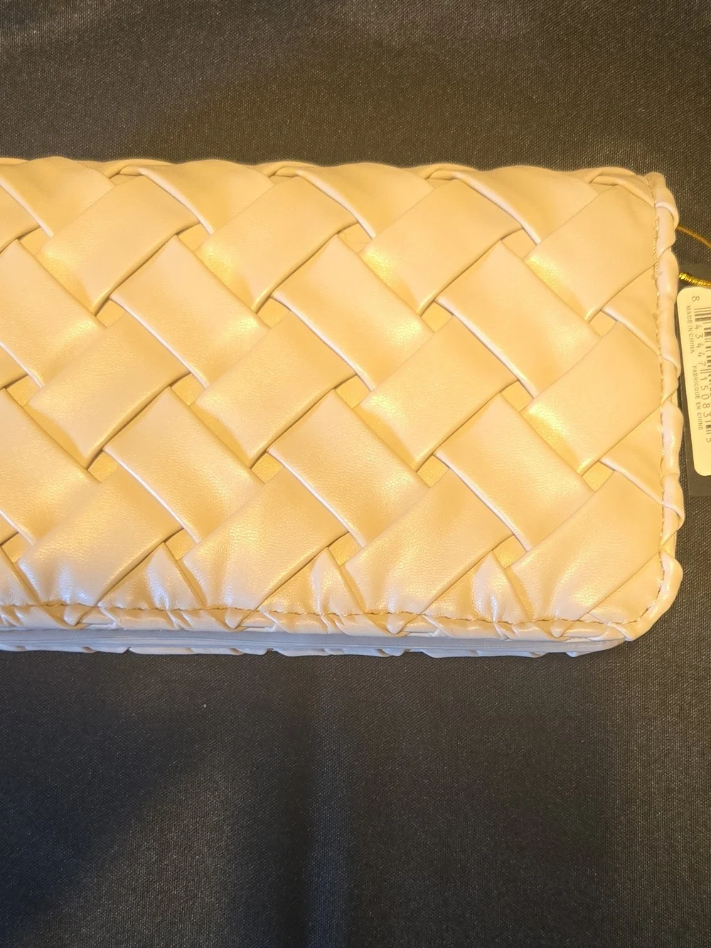 bebe Woven Clutch Wallet in Cream